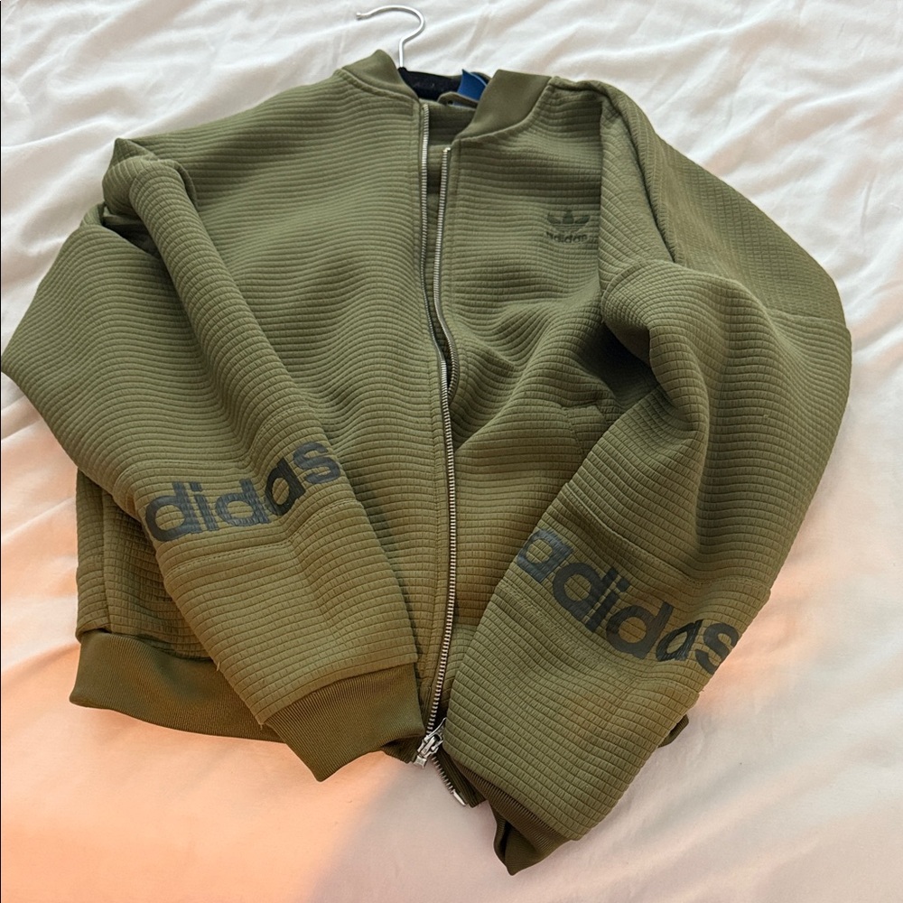 Adidas Khaki Green Ribbed Jacket